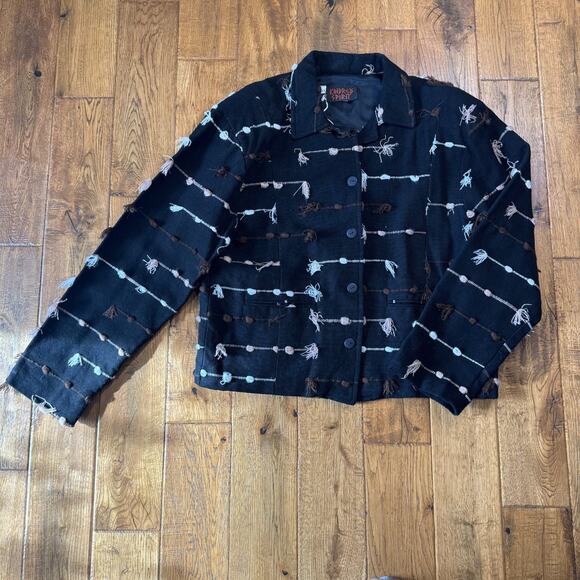 Kindred Spirit Jackets & Blazers - VTG Kindred Spirit Tassel Blazer Jacket XL Earth Tones Woven Fringe Boho NWT